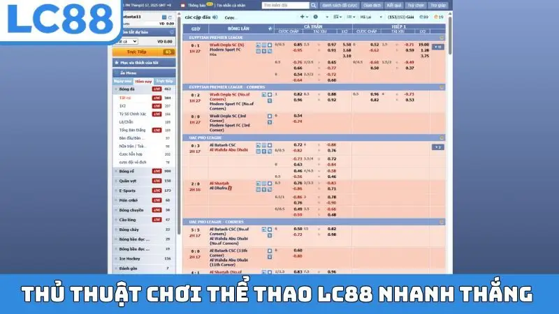 Thủ thuật chơi thể thao LC88 nhanh thắng